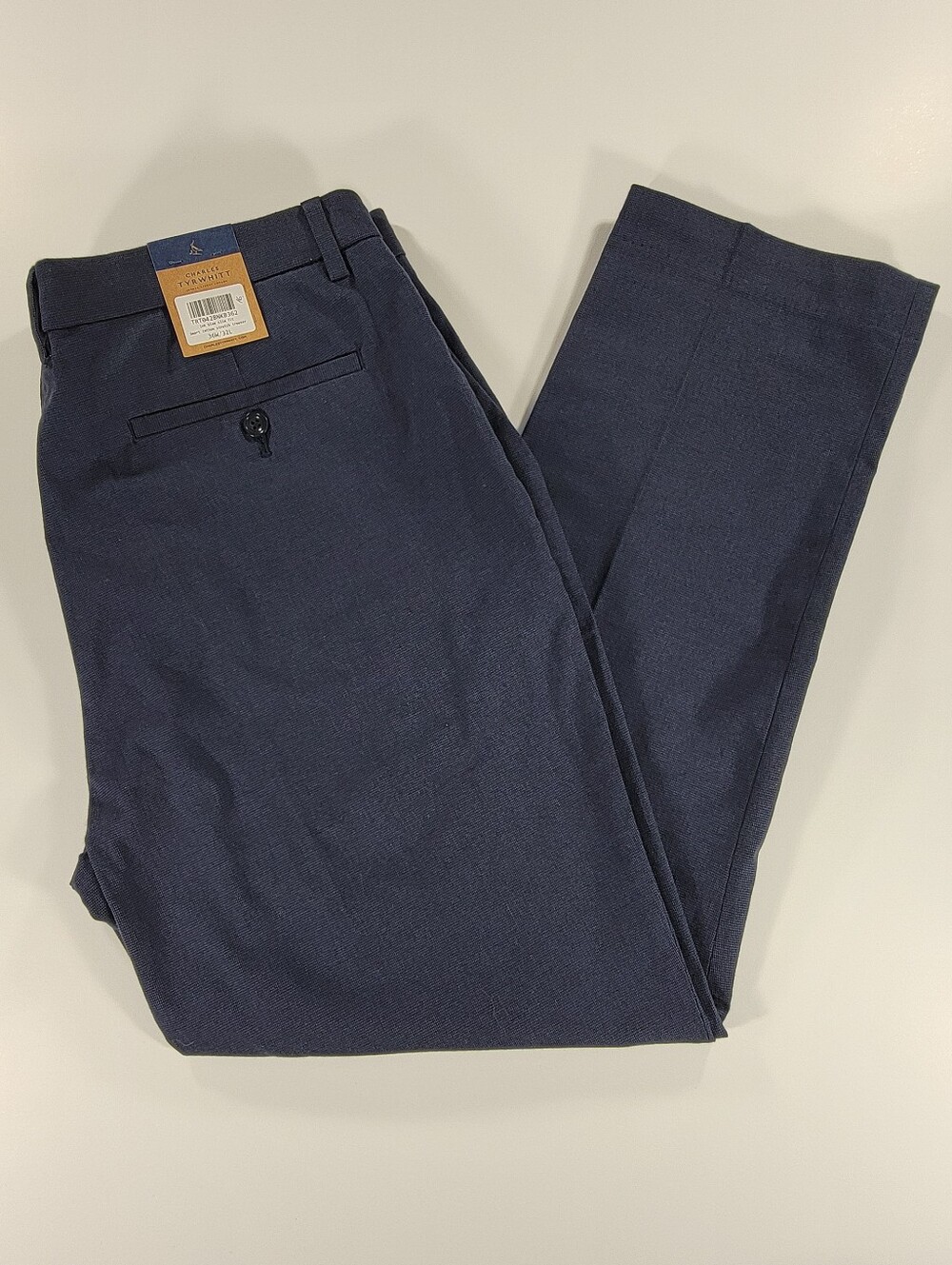 New Charles Tyrwhitt Ink Blue Slim Fit Smart Cotton Stretch Trouser 36x32 NEW